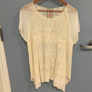 Johnny Was Cream Lace Blouse